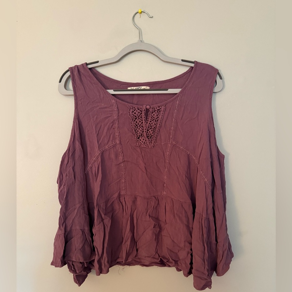 Purple Open Shoulder Blouse